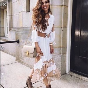 For Love and Lemons Eva midi dress in white